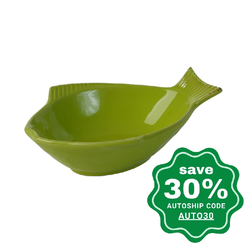 One for Pets - Fish Shaped Bowl - Green - 7"